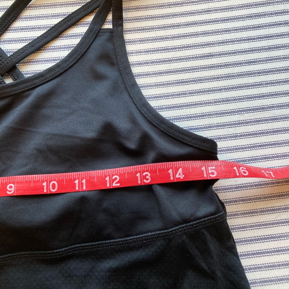 Champion Black Strappy Athletic Tank Top w/Drawstring Waist/Shelf Bra Size Large - Picture 8 of 11